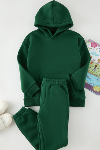 TRENDYOLKIDS Green Boy's Knitted Mini Me Tracksuit Set Tkdaw25Em00003