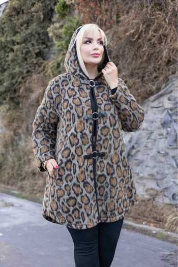 Şans Παλτό με κουκούλα Leo Leopard Print - Χωρίς επένδυση 65N38664