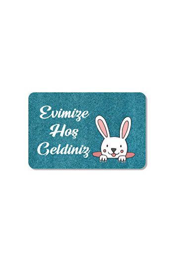 M&H Quality Welcome Written Digital Printed Flower and Rabbit Patterned Door - Washable