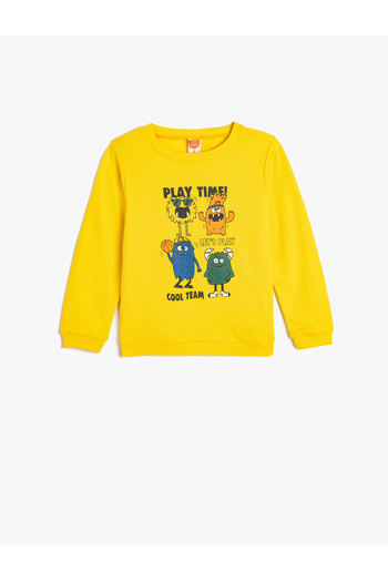 Koton Monster Printed βαμβακερό φούτερ - μακρυμάνικο και ράστερ