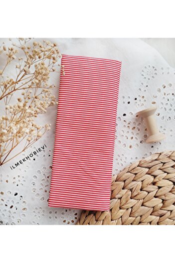 ilmekhobievi Poplin Fabric Striped Red Color 100% Cotton 50X170Cm (1Pcs)