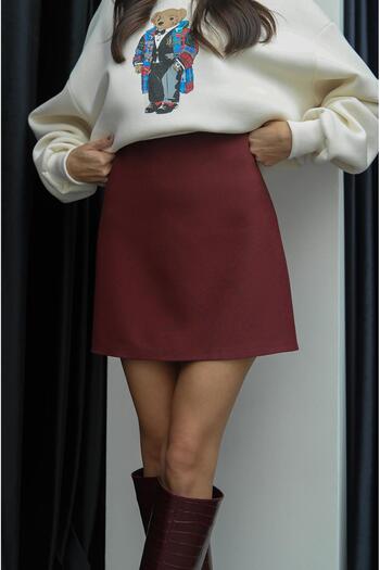 Havoş Fusta mini cu pliuri burgundy