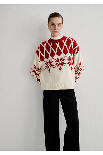 Mavi Christmas Themed Jacquard Sweater Oversize / Wide Cut 1710617 -70057