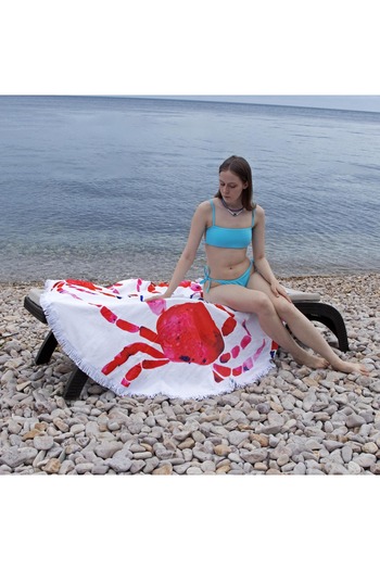 ANEMOSS Krabbe Rundes Strandtuch