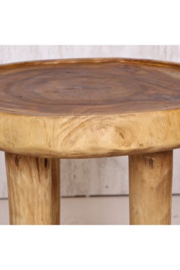 Mylamp Doğal Teak Ağacı Sehpa 65x55 Cm