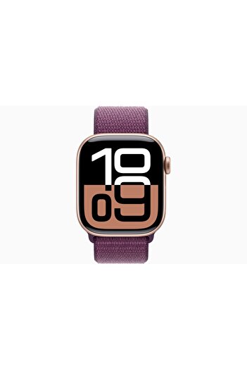 Apple Watch Series 10 GPS + Cellular 46mm Rose Gold Aluminium Case with Plum Sport Loop