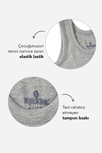 BAYKAR Boy's Gray Melange Organic Cotton Tank Top - Pack of 3