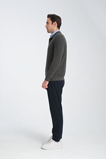 Frappoli Ανδρικό φούτερ με κανονική εφαρμογή Polo Collar Basic