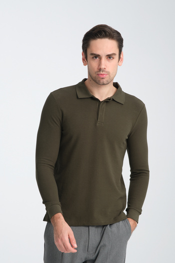Frappoli Men's Polo Neck Sweatshirt - Regular Fit, Drop Knitted