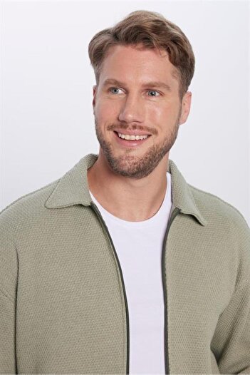 Tudors Cămașă de iarnă unisex, verde apă, cu fermoar, cu buzunare duble