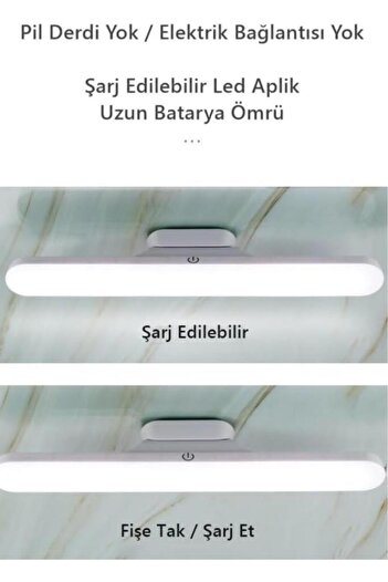 Şahnet Led Aplik Lamba Şarjlı Kablosuz Duvar Tablo ve Yatak Başı Aplik