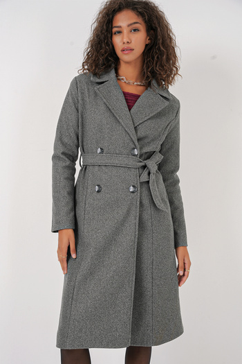 Bigdart 9095 Double Breasted Lapel Cashew Coat - Anthracite