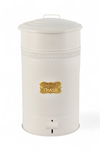 Milenay Metal 30Lt Vintage Design Pedal Fireproof Trash Can with Inner Bag Use, 29X39X52Cm
