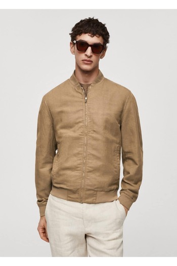 MANGO Man Lyocell Linen Bomber Jacket