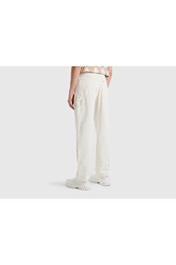 United Colors of Benetton Men's Cream Worker Denim Trousers