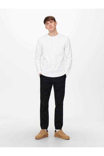 Only & Sons Onscam Aged Cuff Chino 9626 - Чорні чоловічі штани