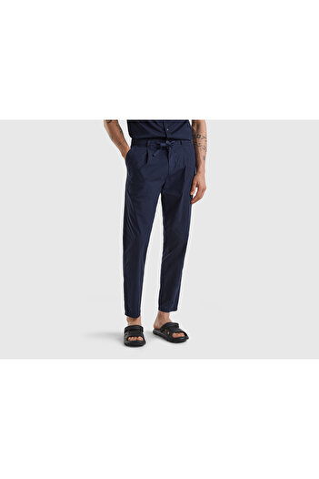 United Colors of Benetton Men's Indigo Waist Drawstring Chino Pants