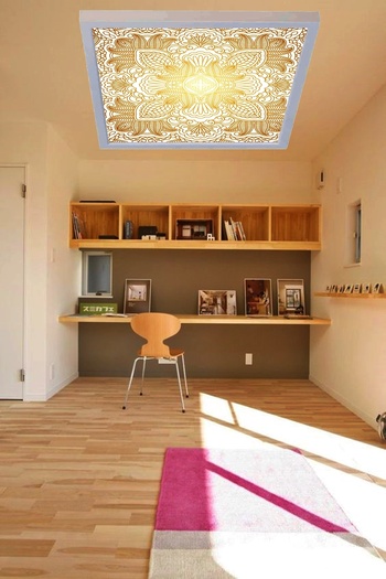 Gökyüzü Panel Modern 60Watt Led Lighting - Digital Printed, Classy Pattern Ceiling Light, 60X60 Square
