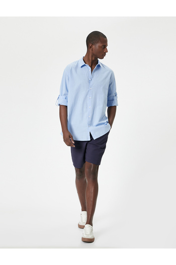 Koton Πουκάμισο μακρυμάνικο λινό look - Λεπτομέρεια μανίκι και κουμπιά