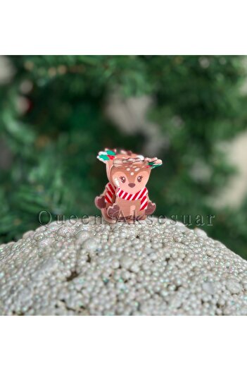 QUEEN AKSESUAR Imported Luxury Bone Pearlescent Shiny Christmas Christmas Deer Deer Clothespin Buckle Female Child