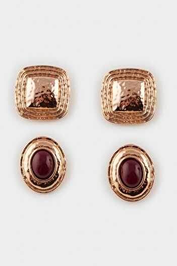DeFacto Women's 2-Piece Gold Earrings E2686Axns