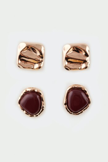 DeFacto Women's 2-Piece Gold Earrings E2684Axns