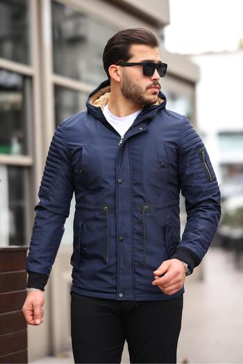 Delpino Waterproof and Windproof Long Hooded Coat with Fur Inside