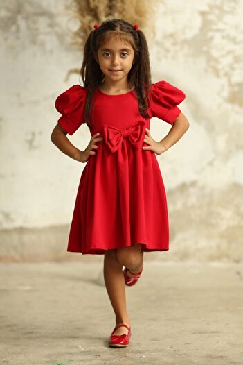 KÜÇÜĞÜM BUTİK Watermelon Sleeve Red Girl's Dress