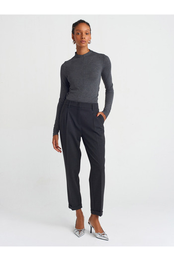 Dilvin 71581 Curved Leg Straight Fit Pantalon-Anthracite