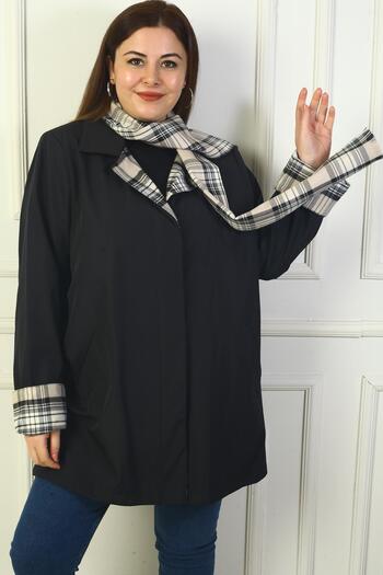By Saygı Women's Double Breasted Lapel Trench Coat with Hidden Front Button Pockets