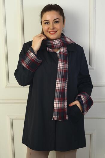 By Saygı Women's Double Breasted Lapel Trench Coat with Hidden Front Button Pockets
