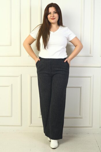 By Saygı Women's Elastic Waist Pocket Butterfly Large Size Palazzo Pants