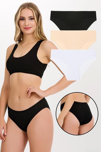 pinkwhite Set de 3 slipuri bato pentru femei din bumbac și lycra