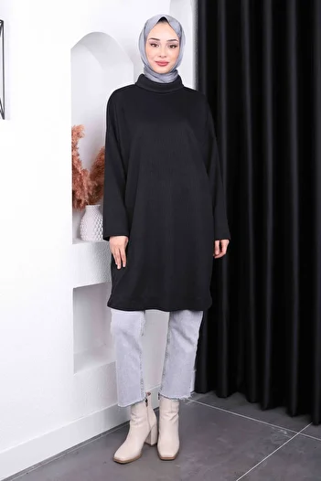 İmajButik Black Turtleneck Knitwear Tunic