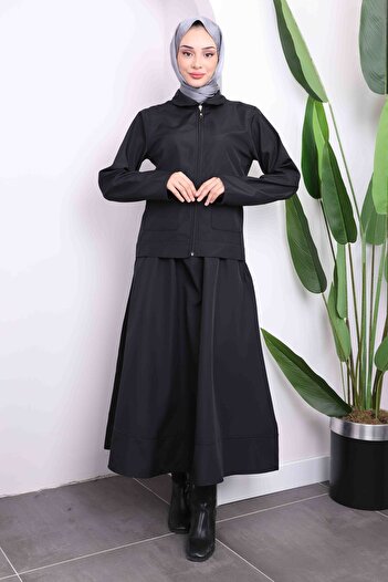 İmajButik Bondit Black Skirt Jacket Set