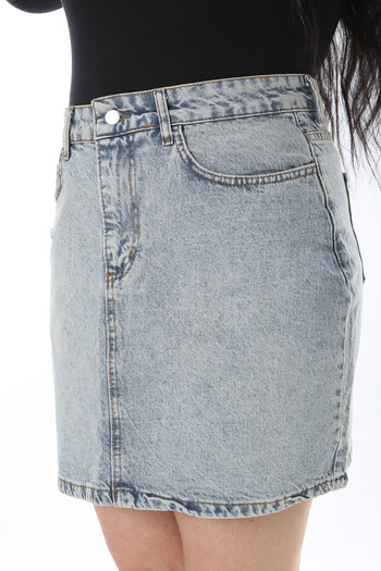 Şans Fusta de damă, cu efect de spălare albastru, mărime mare, din denim 65N38500