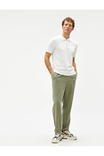 Koton Basic Trousers with Lace Waist Pocket Detail Viscose Blend