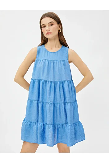 Koton Rochie mini stratificată, fără mâneci, cu decolteu