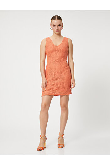 Koton Crochet Mini Dress Sleeveless
