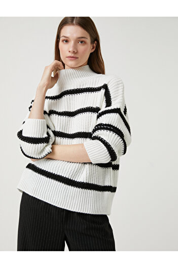 Koton Oversize Knitwear Sweater Relax Fit Turtleneck Cashmere Textured