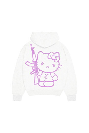 Gofeel Y2K Ecru Kitty Rhinestone Taşlı Sweatshirt