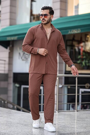 ROBERTO BORNOVA Twisted Fabric Shirt Baggy Bottom Top Set