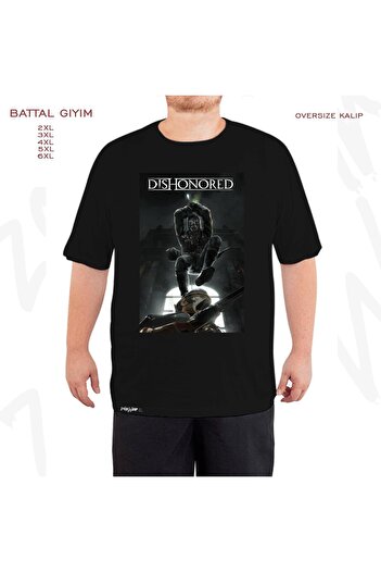 ZOKAWEAR Oversize Dishonored v3 Printed Battal (Bol) Μαύρο T-Shirt