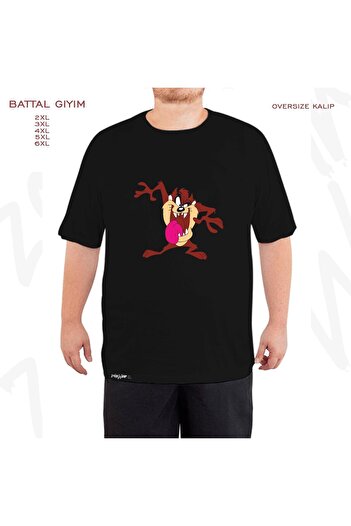 ZOKAWEAR Μαύρο μπλουζάκι Oversize Tasmanian Devil v3 με στάμπα μεγάλου μεγέθους