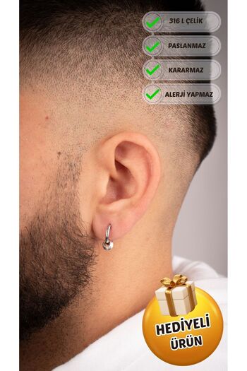 Piercing Market Steel & Silver مجوهرات فولاذية على شكل حلقة للرجال للجنسين - لا تصدأ وتسود