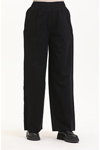 sefamerve Black Elastic Waist Jeans - 1793Ey-01