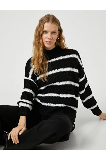 Koton Tricotaj oversize Pulover Relax Fit Turtleneck Cașmir Texturat