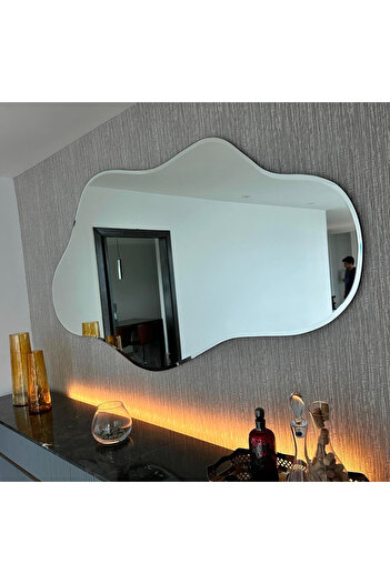 Lamra Dizayn Led'li Asya Ayna 100*55 Cm, Pilli Kablosuz Moderm Dekoratif Duvar Aynası