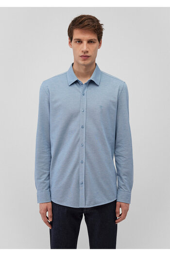 Mavi Örme Gömlek Fitted / Vücuda Oturan Kesim 0210294-34713