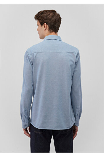 Mavi Örme Gömlek Fitted / Vücuda Oturan Kesim 0210294-34713